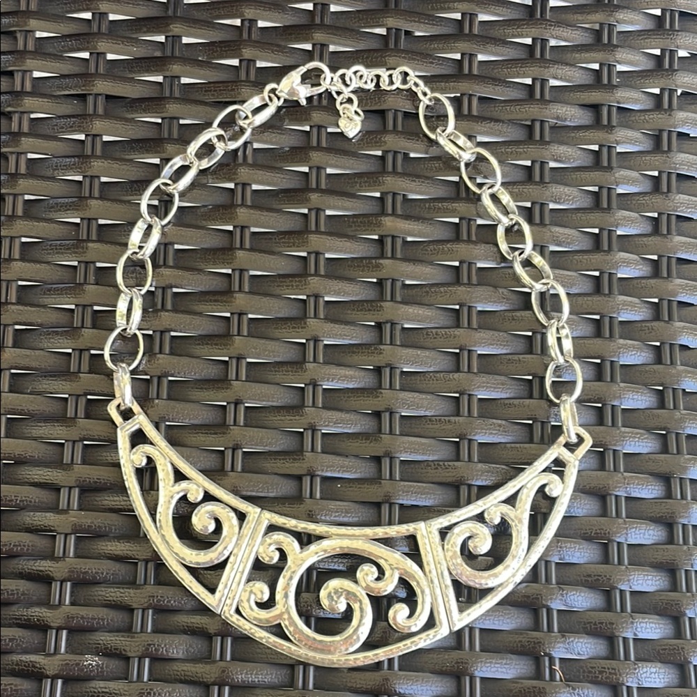 Brighton Silver Necklace with Intricate Scrollwork Design